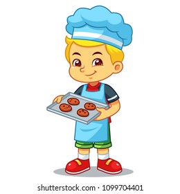 Boy Baking Chocolate Cookies.