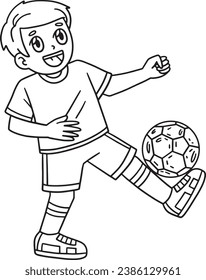 Boy Balancing a Soccer Ball with a Foot Isolated 