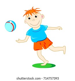 The boy with the ball. Little boy is playing ball.