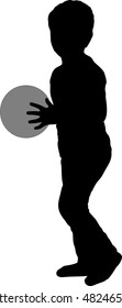 Boy with ball silhouette