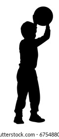 Boy with ball silhouette