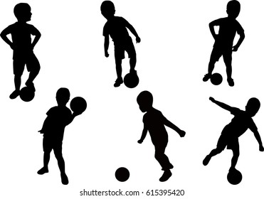 Boy with ball silhouette vector