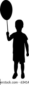 Boy with a ball silhouette vector