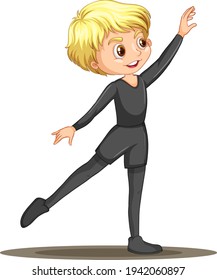 Boy ballet dancer cartoon character isolated illustration