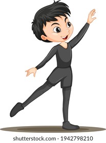 Boy ballet dancer cartoon character isolated illustration