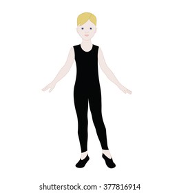 Boy ballet dancer. Cute teenager in black tights. 