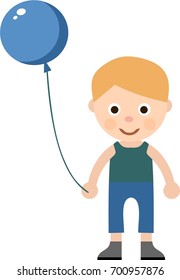 boy with balloon icon, logo, flat