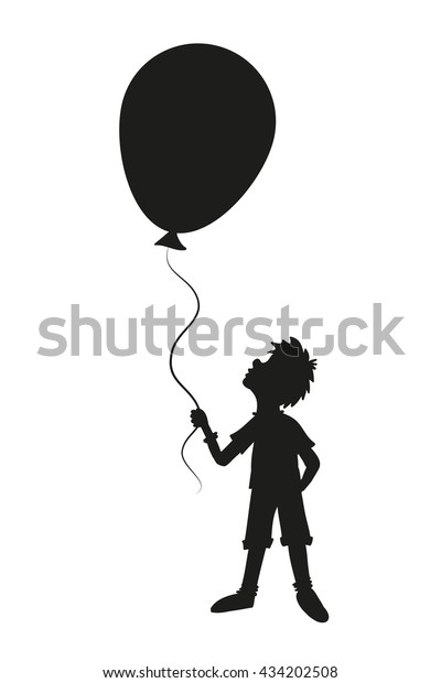 Boy Balloon Silhouette Isolated Vector Stock Vector (Royalty Free