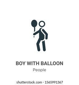 Boy with balloon vector icon on white background. Flat vector boy with balloon icon symbol sign from modern people collection for mobile concept and web apps design.