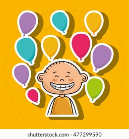 boy balloons party cartoon