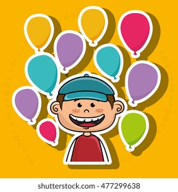 boy balloons party cartoon