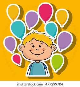 boy balloons party cartoon