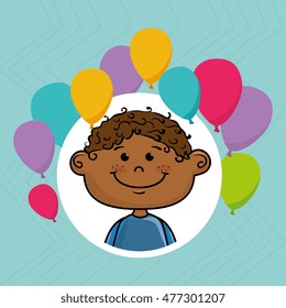 boy balloons party cartoon