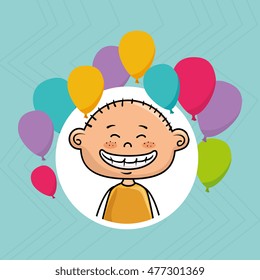 boy balloons party cartoon