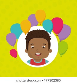 boy balloons party cartoon