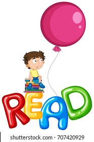 Junge und Ballons für Wortlesen-Illustration