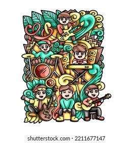 Boy Band Doodle Vector Illustrations