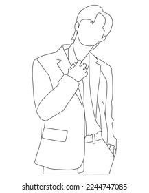 boy band kpop idol on stage, line art illustration