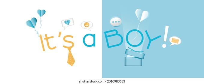 It's a boy banner. Modern minimal design. Flat vector illustration.