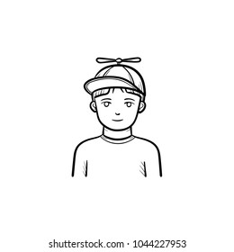 Boy In Baseball Cap Hand Drawn Outline Doodle Icon. Teenager In Hat Vector Sketch Illustration For Print, Web, Mobile And Infographics Isolated On White Background.