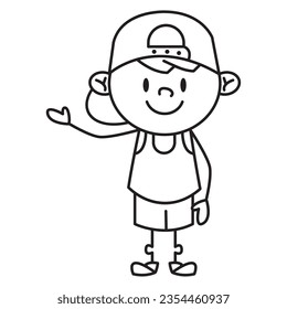 boy with baseball cap over white
