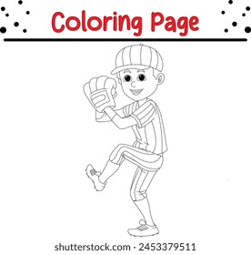 boy baseball player coloring page for kids