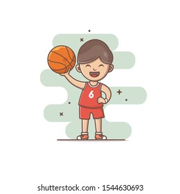 boy with basket ball vector illustration