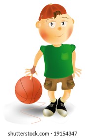 the boy and a basketball ball