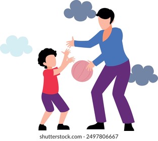 El chico es baloncesto con un niño.