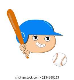 The boy with bat in his hands playing baseball. Sports concept.
Cartoon flat vector illustration isolated on white background 