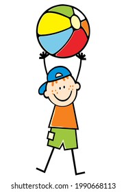 Boy Beach Ball Color Vector Illustration Stock Vector (Royalty Free ...