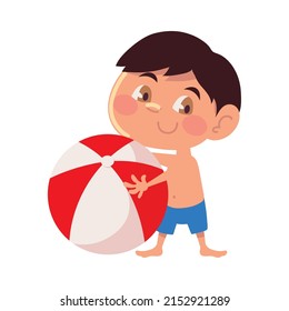 Junge mit Beach-Ball-Symbol einzeln