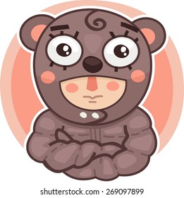 boy in a bear suit hood sticker