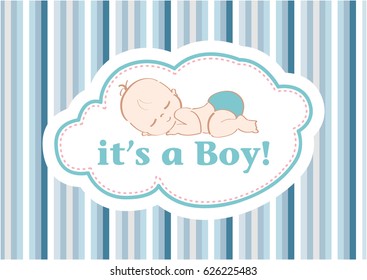 It's a Boy!, beautiful card to celebrate the new family member. In a pastel blue line background! 