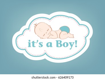 It's a Boy!, beautiful card to celebrate the new family member. In a pastel blue background!