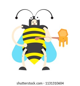 a boy in a bee costume,vector image, flat design, cartoon character