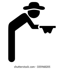 Boy Beggar vector icon. Style is flat symbol, black color, rounded angles, white background.