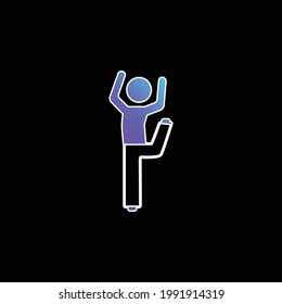 Boy With Bended Leg And Arms Up blue gradient vector icon