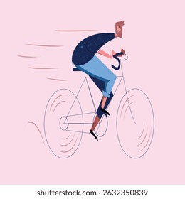 Boy Biclycle running illustration design