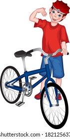 boy with a bicycle ride calls