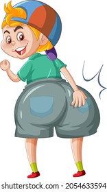 A boy with big bum cartoon character sticker illustration