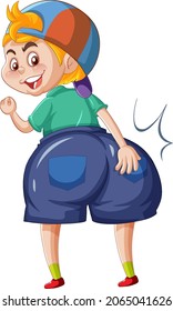 A boy with big bum cartoon character sticker illustration