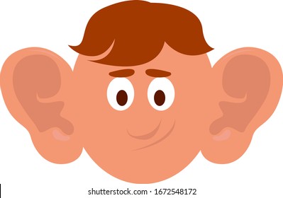 Boy with big ears, illustration, vector on white background.