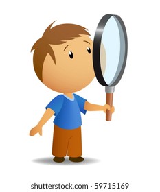 Boy with big magnifier