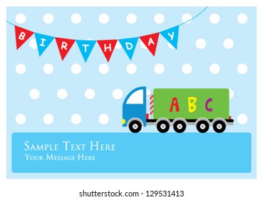 boy birthday card with cute little truck graphic
