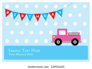 boy birthday card with cute little truck graphic