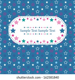 boy birthday greeting card on blue stars pattern background