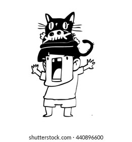 
Boy with a black cat