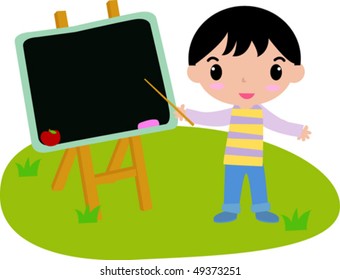 boy and blackboard