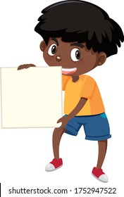 Boy with blank banner illustration